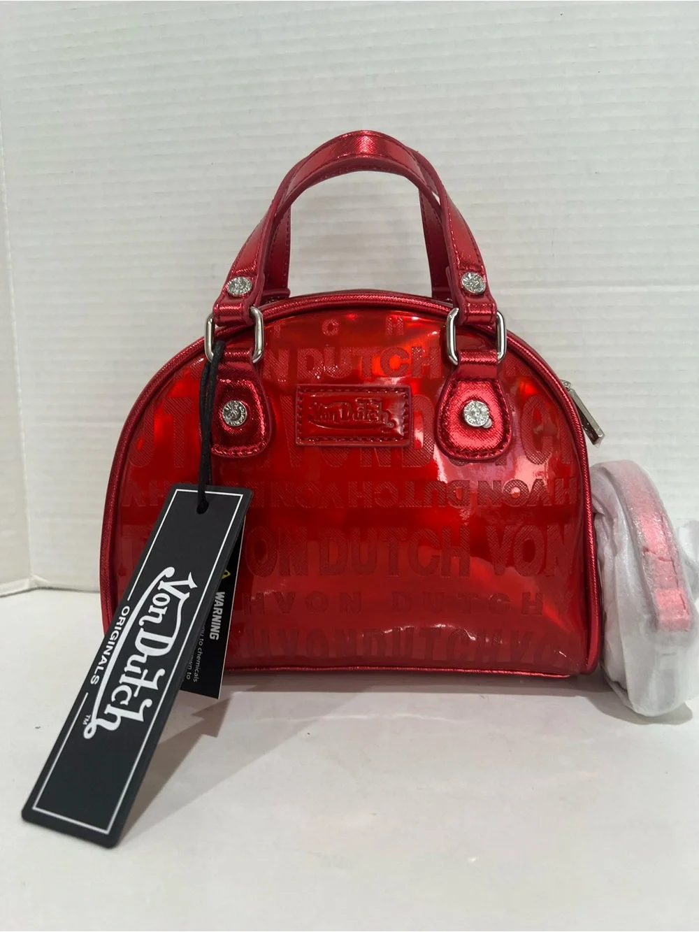 Von Dutch Metallic Reflective Crossbody/Handbag Metallic Red NEW!